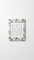 Detailed floor plan printout in branded sleeve